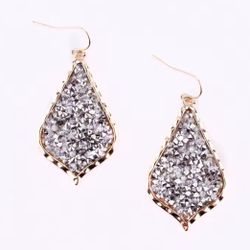 Gold Silver Crystal Rhinestone Teardrop dangle earrings