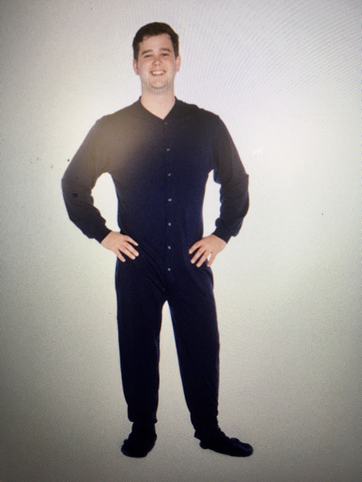 Adult Jersey Knit Navy Blue Large Footed Pajamas
