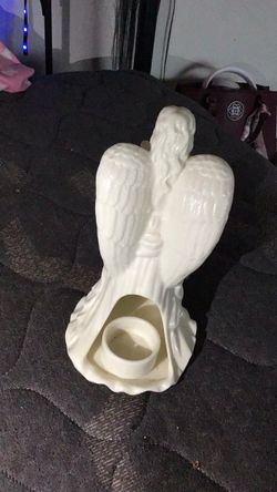 White Ceramic Angel Tealight Candle Holder