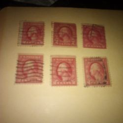 Six George Washington Stamps With Line On It