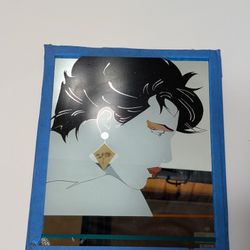 Vintage 1980s Mirror Art in Patrick Nagel Style Woman Profile & Rose Pop Art Decor