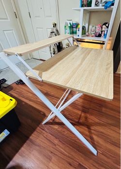 Core Folding 2 Tier Desk, Natural/White
