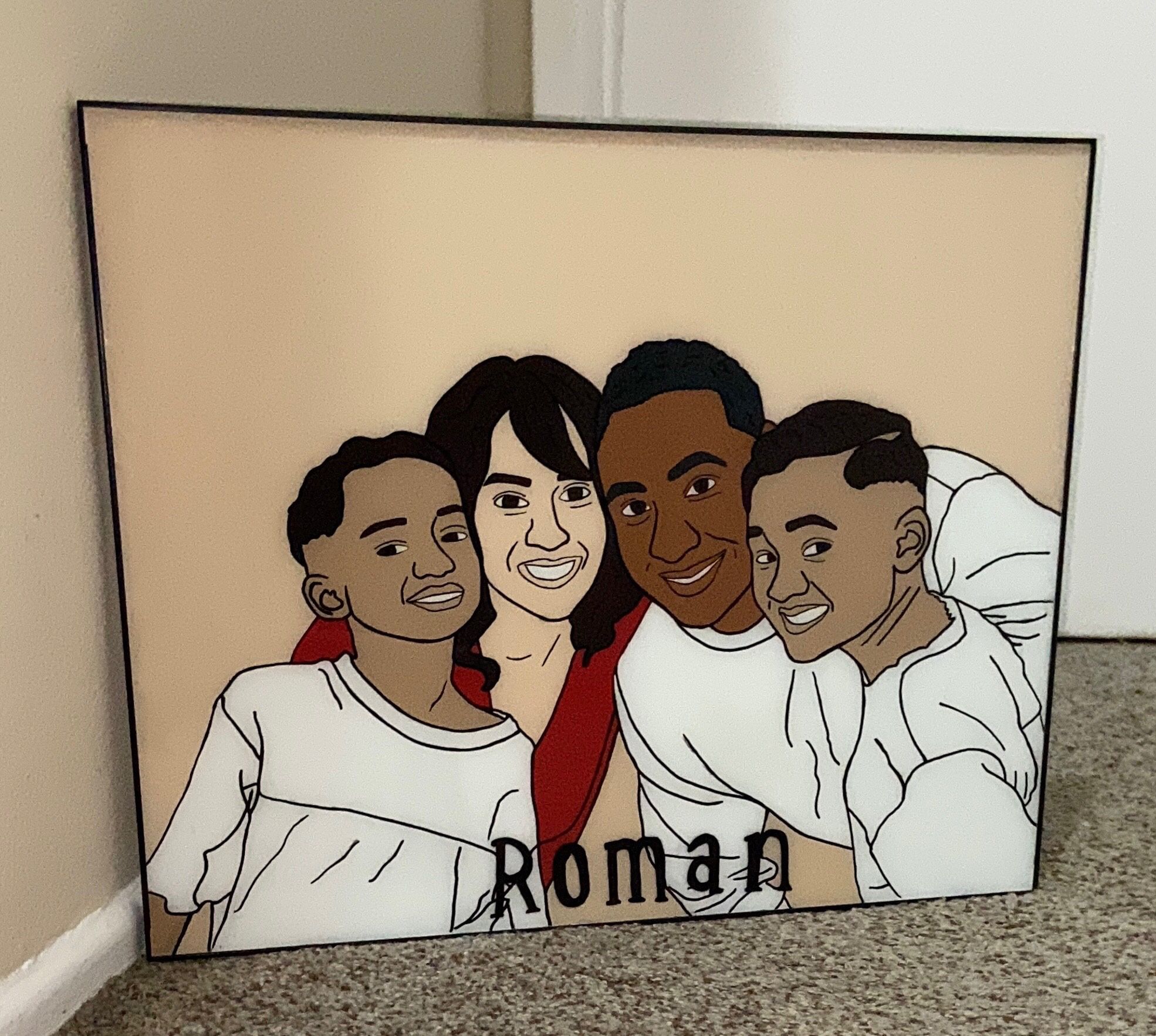 Glass Paintings, Friends, Family, Pets, Anime & Cartoon Portraits Available. LOCATED IN COVINA