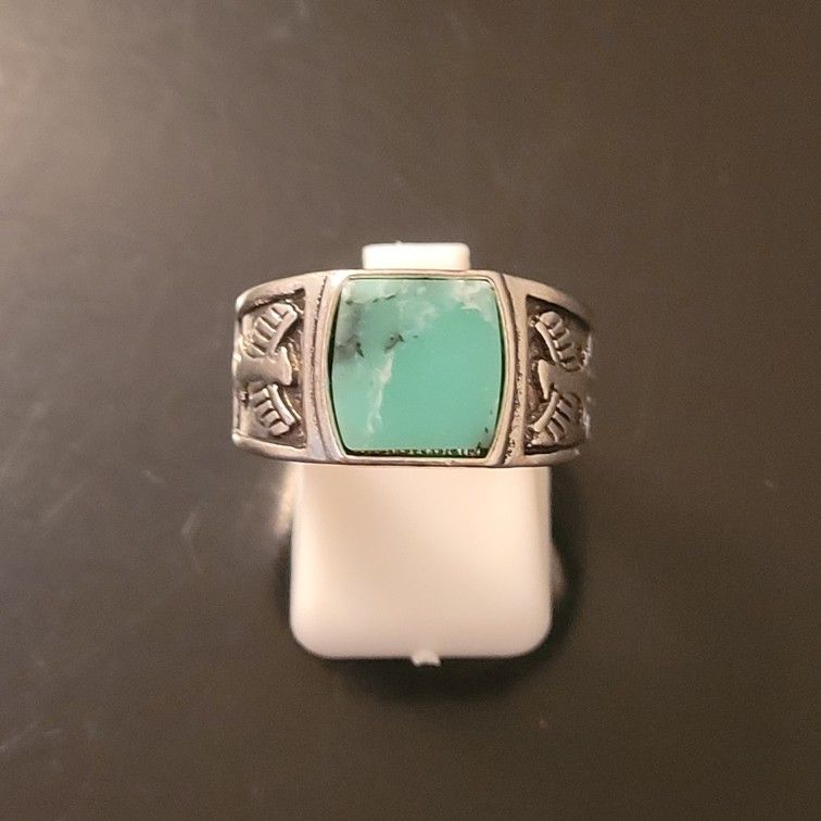 925 Silver and Jade Tribal Ring Size 7