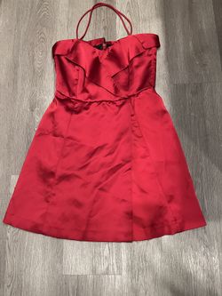 Zara basics red satin a-line mini dress