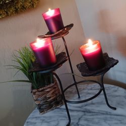 Cast Iron Candle Holder, 11" holds 3 Candles, Candles NOT Included