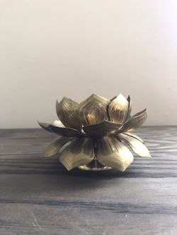 Vintage Brass Lotus Candleholder