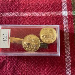 Chinese 1992 Turns Min Vintage Button Coin Tie Clip