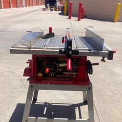 Tradesman 10” bench table saw 10 Inch 15A Multifunctional Saw with Stand & Push Stick, 90° Cross Cut & 0-45° Bevel Cut, 5000RPM, Adjustable Blade Heig