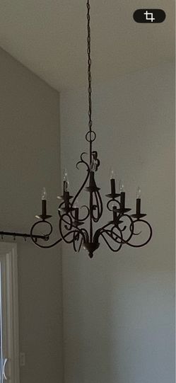 Three decorative chandeliers.