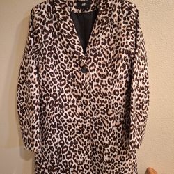 H&M Animal Print Trench Coat Jacket Sz 10