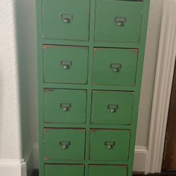 Vintage Green Apothecary Cabinet – 10 Drawer Storage Chest