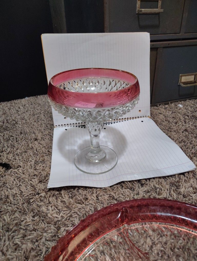 Vintage Indian Glass Candy Dish