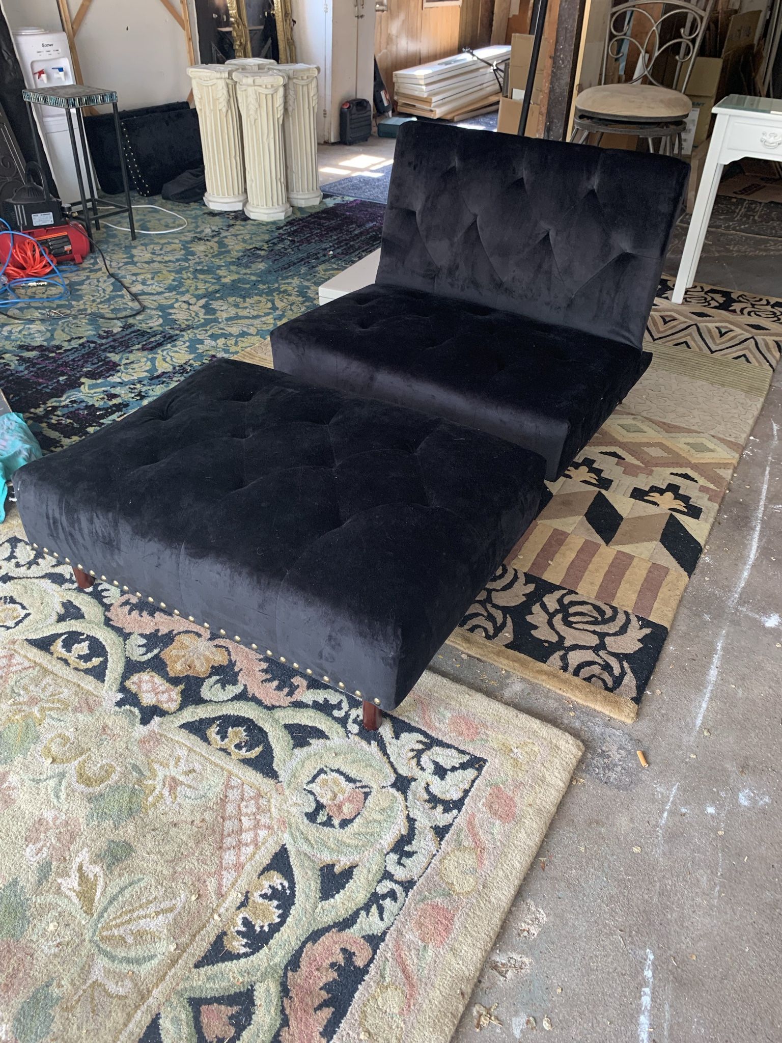 Little Black Couch Chaise Recliner Tufted
