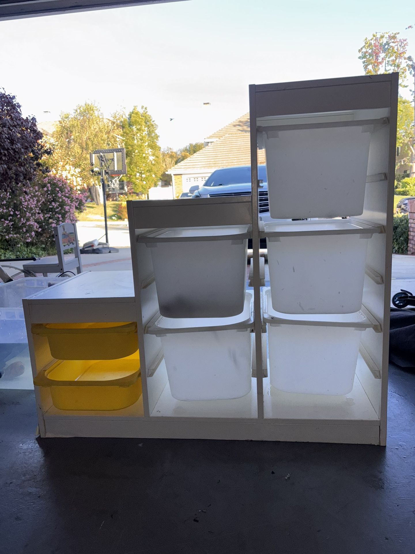Storage With Boxes - Yellow & White