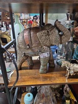 Decorative Metal-Look Elephant Figurine