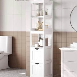 Storage Cabinet, Storage Organizer Rack Stand for Bathroom, Living Room, Bedroom, Multifunctional Corner Unit, 2 Drawers, 55.7 Inches in H