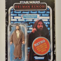 RETRO KENNER CARD.  STAR WARS RETRO COLLECTION.  OBI-WAN KENOBI.  WANDERING JEDI OBI-WAN KENOBI 3.75 " ACTION FIGURE. 