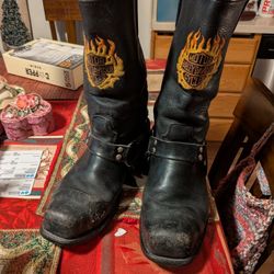 Vintage Harley Davidson Motorcycle Boots Men's Size 10 Steel Toe 