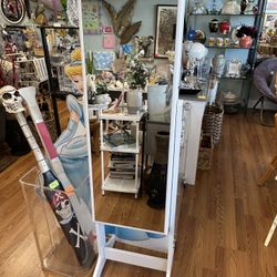 Songmics white full length mirror jewelry cabinet armoire no key