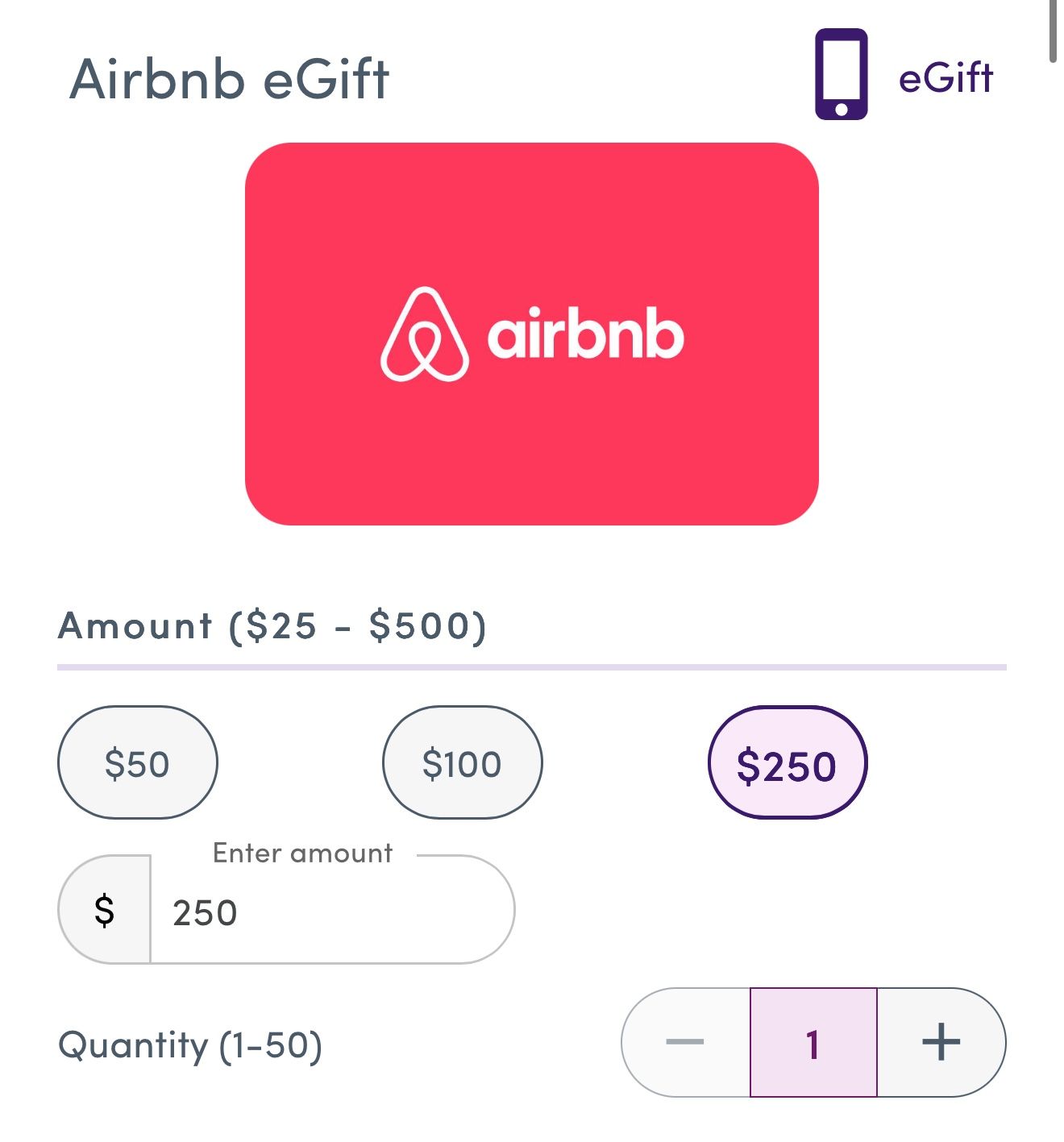 $250 Airbnb Gift Card