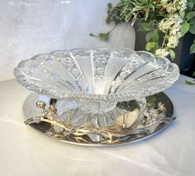 Large Stunning Franco Lapini Italian Serving Silver Plate Bowl Centerpiece Famous Designer