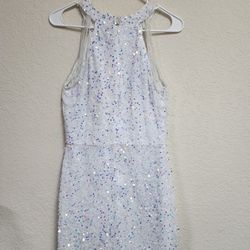 White Sequin Glam Party Dress