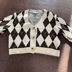 Brown Cropped Cardigan Sweater