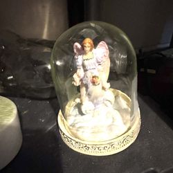 Bradford Exchange - Angel Glass Dome Figurine - Vintage 1996 Collectible