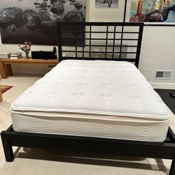 Crate & Barrel Steel Frame Full Bed With Brand New Mattress 