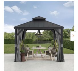 New Cameron 11 ft. x 11 ft. Cameron Cedar Wood Hot Tub Gazebo with Steel and Polycarbonate Hardto