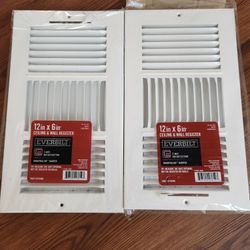 12 in. x 6 in. 3-way Steel Wall/Ceiling Register in White