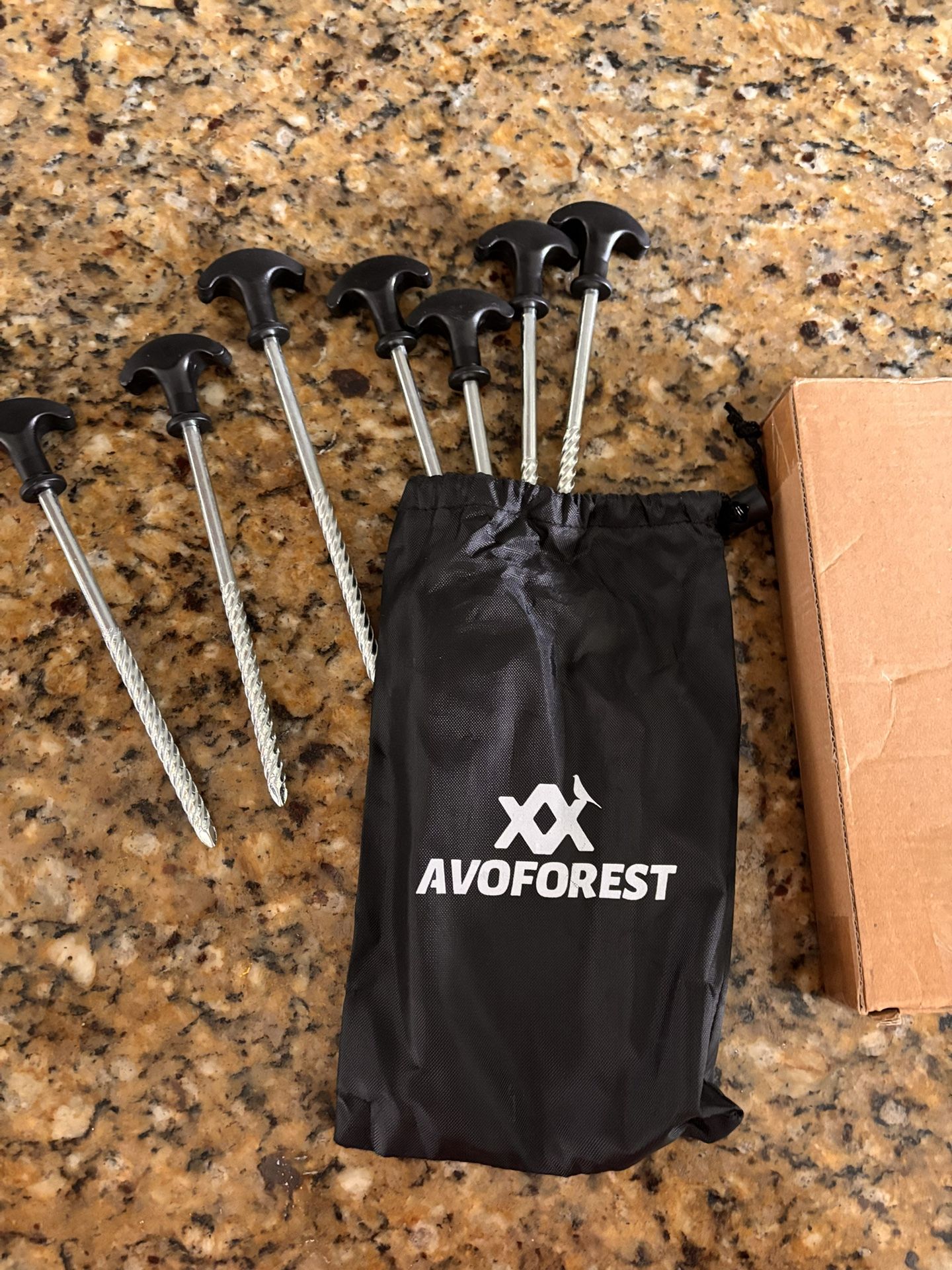 New in Box Avoforest Heavy Duty 8 piece tent stakes