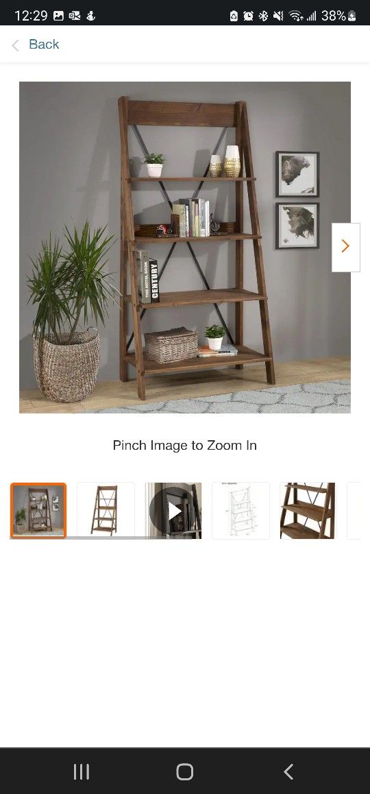68 in. Brown Wood 4-shelf Ladder Bookcase with Open Back