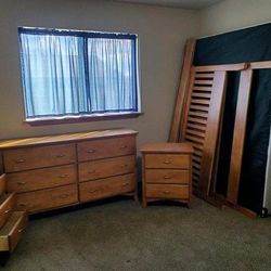 Moving: must sell. Queen bed frame and box spring with matching dresser and night stands. Brand new, not even scratched. $700 or offer. Deer Park, Wa
