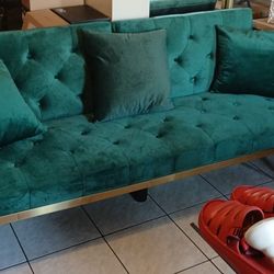 VELVET FUTON SOFA BED LOVESEAT SOFA CHAIR CONVERTIBLE 