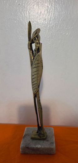 Abstract Brutalist Brass figure of Don Quixote on a Marble Base