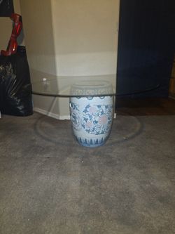 Chineese Vintage1970s-1980s Authentic Blue And White With Pink Garden Stool
