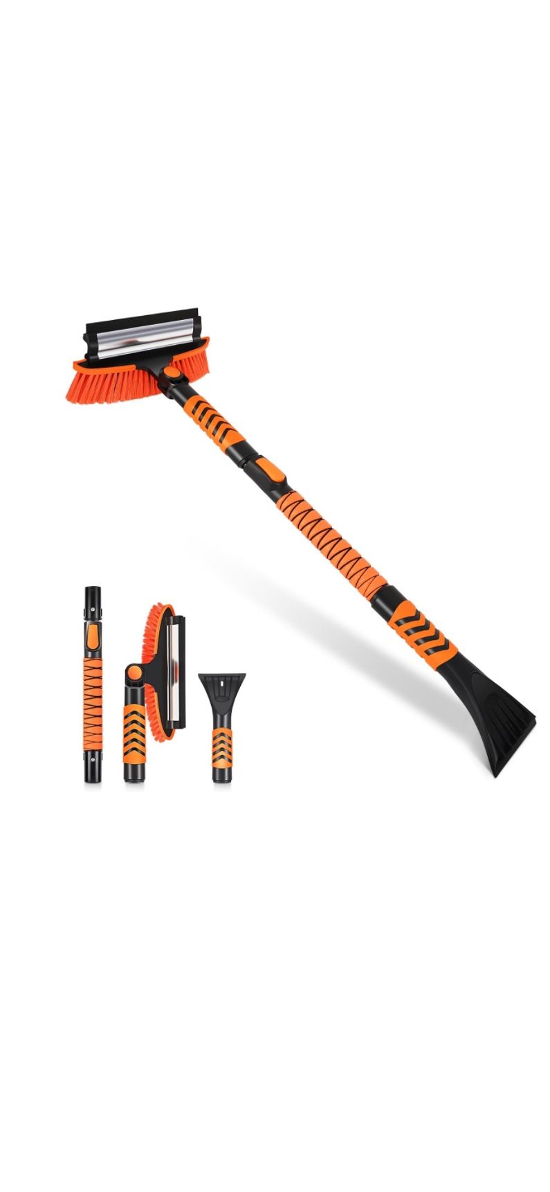 DNA MOTORING 43.3 Inch 3 in 1 Separable Snow Brush w/Squeege and Ice Scraperice for Cars, SUVs, Trucks Windshield Window, Extendable Snow Removal Tool