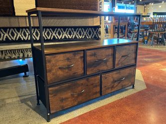 Shallow 5-Drawer Fabric Bin Storage Table