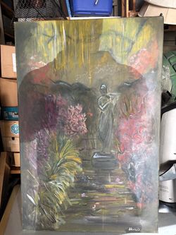 Original Oil Painting on Canvas – Garden Scene