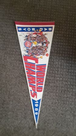 Vintage 1989 Detroit Pistons Bad Boys World Champs Pennant