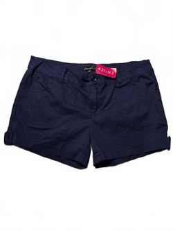 Agaci Women's Chocolate USA Navy Twill Belted Casual Shorts,