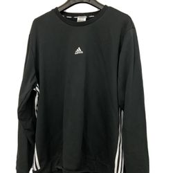 NWT!  Mens size 2xl Adidas Lightweight Fleece Crew Neck Black Logo Stripes