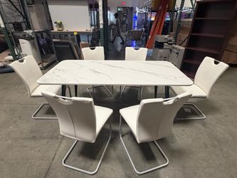 New 71”Sintered Stone Dining Table With 6 chairs