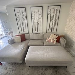 Grey Living spaces couch with chaise and ottoman