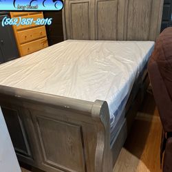 Grey Queen Slay Bed New Cama Con Colchon Incluido  