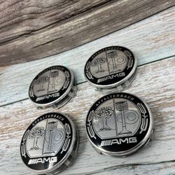 4 Wheel Center Caps AMG Affalterbach Emblem 75MM for Mercedes Benz Rim