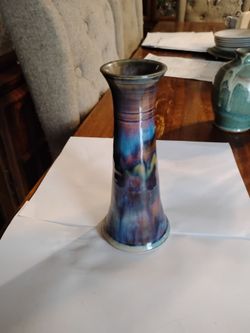 Vintage Bill Campbell drip glaze vase 7.25"
