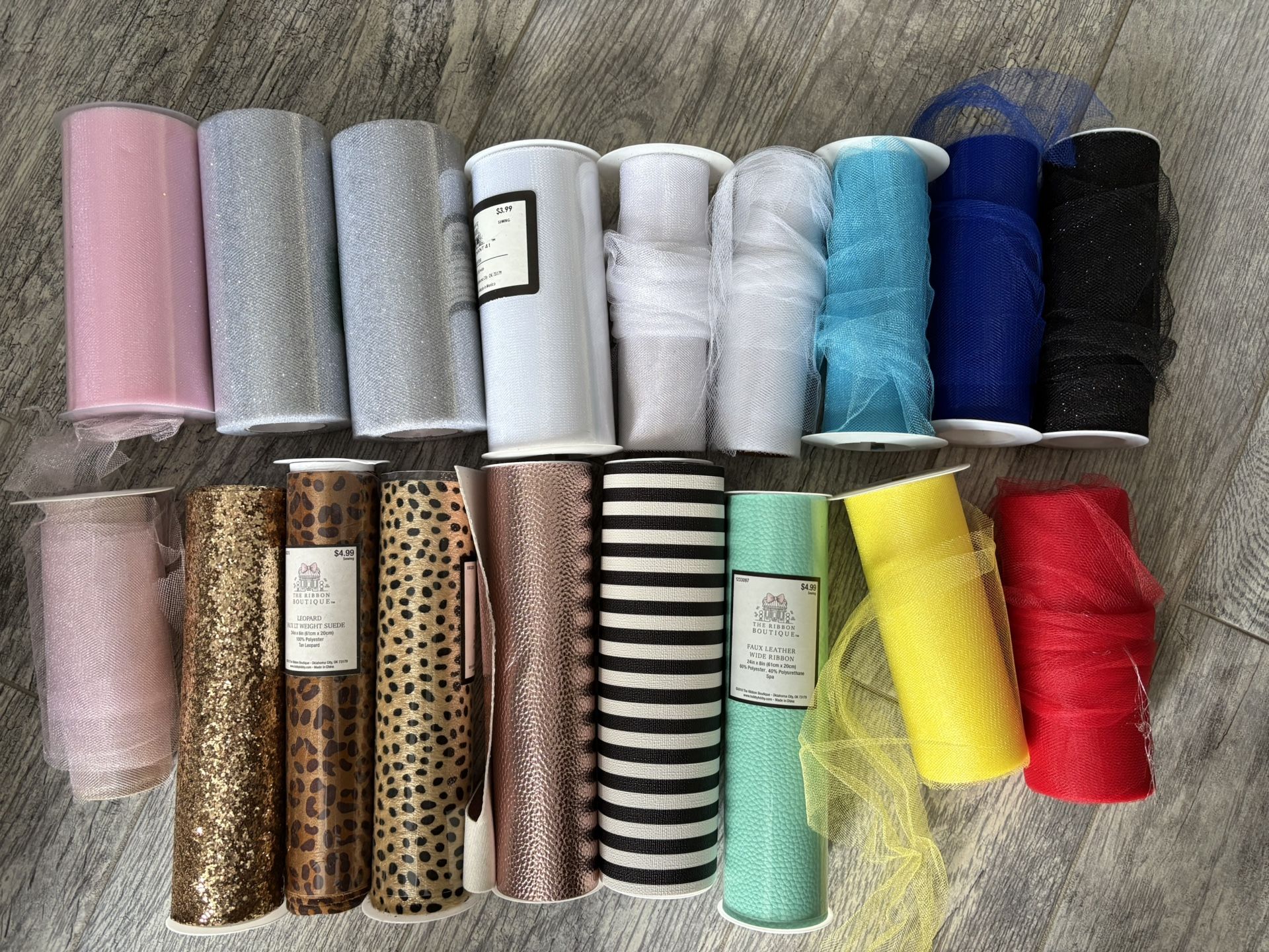 Faux Leather And Tulle Rolls